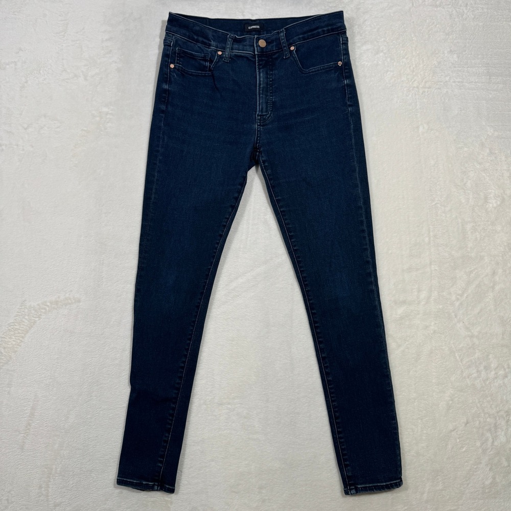 Express Jeans Womens 8R Dark Wash Indigo Skinny Mid Rise Stretch Denim
